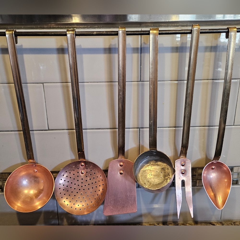 Copper Kitchen Utensil Set, Set Of 6